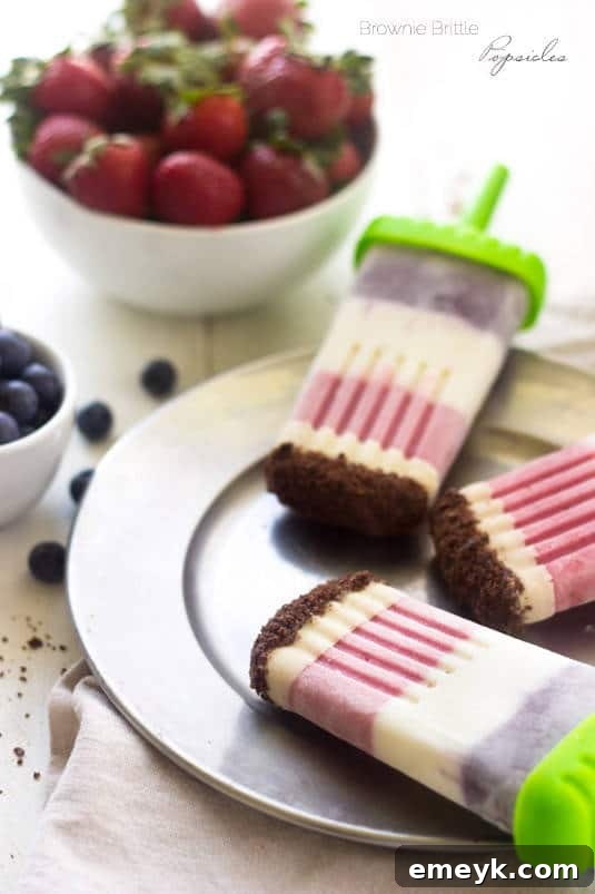 Healthy Freezer Pops with Brownie Brittle, a surprising combination of wholesome goodness and crunchy indulgence.