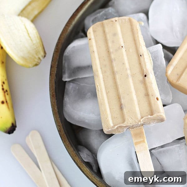 Peanut Butter Banana Yogurt Pops, a wholesome and creamy snack for all ages, packed with flavor.