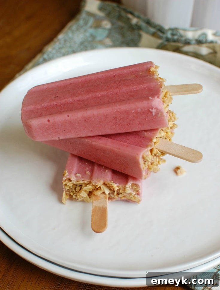 Creamy Strawberry Banana Yogurt Pops 5 Cool, refreshing Strawberry Banana Yogurt Popsicles - a favorite for all ages!