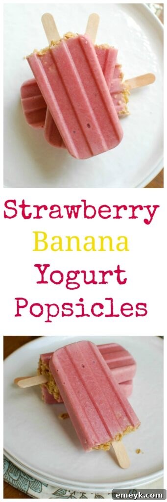 Creamy Strawberry Banana Yogurt Pops 6 Strawberry Banana Yogurt Popsicles are the perfect sweet treat for summer, especially for kids!