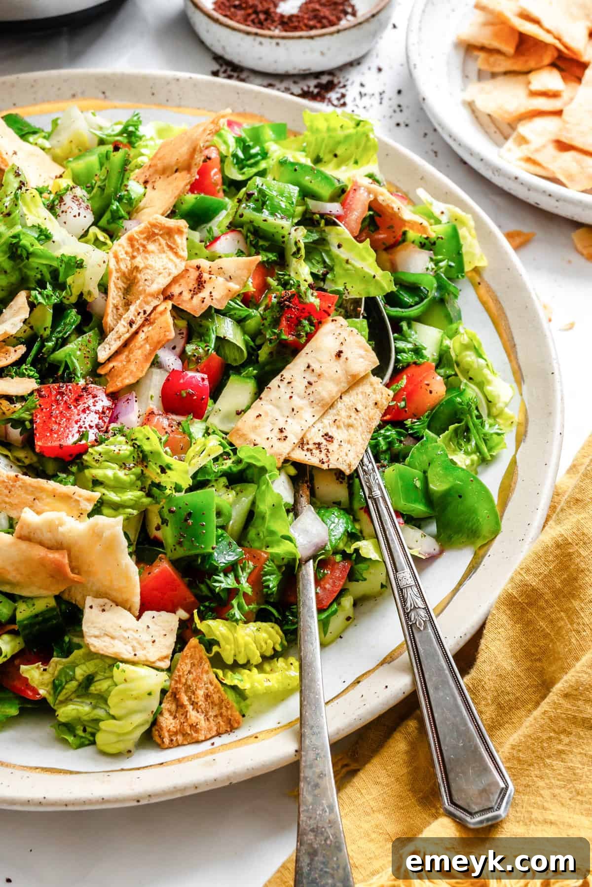 Fattoush Salad on a white plate