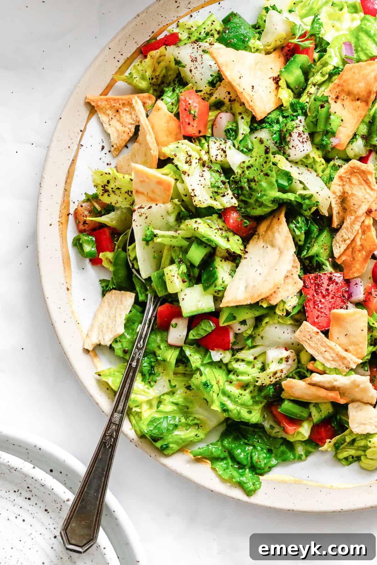 Fattoush Salad on a white plate