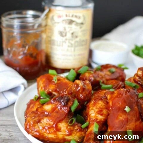 Whiskey Barbecue Baked Chicken Wings, a delicious game day appetizer