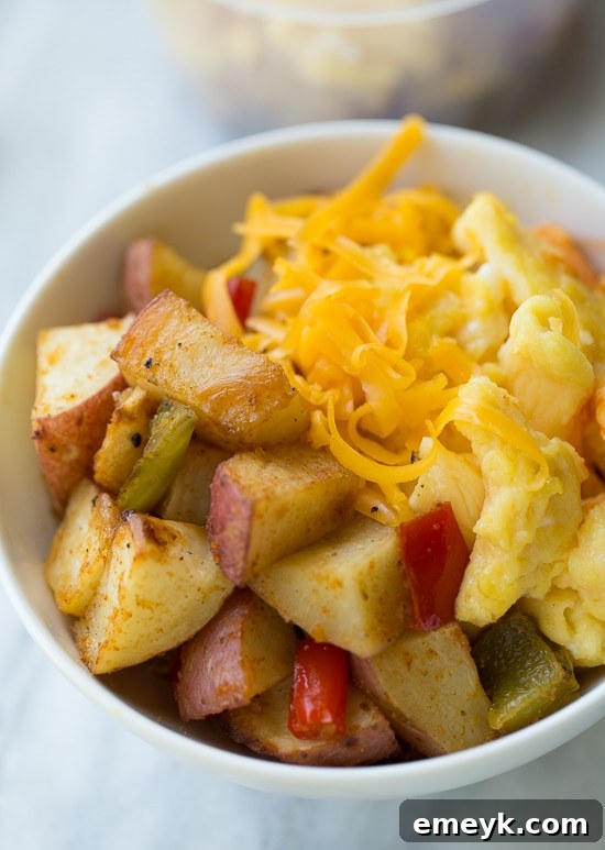 29 Brilliant Breakfasts for Effortless Mornings 32 Make-Ahead Breakfast Potato Bowls (Gluten-Free) from Meaningful Eats, a savory and filling option for meal prep.