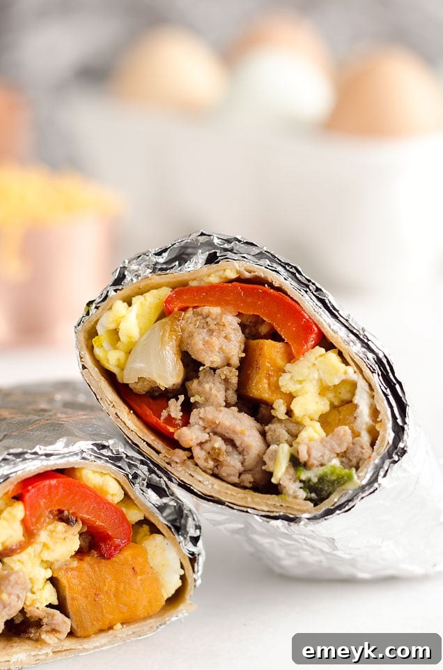 29 Brilliant Breakfasts for Effortless Mornings 5 Light and Spicy Turkey Sausage Breakfast Burritos, a perfect make-ahead option for protein-rich busy mornings.