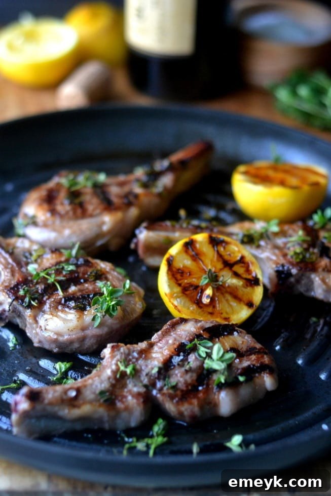 Succulent Lemon Thyme Lamb Chops, a fast and flavorful elegant dinner