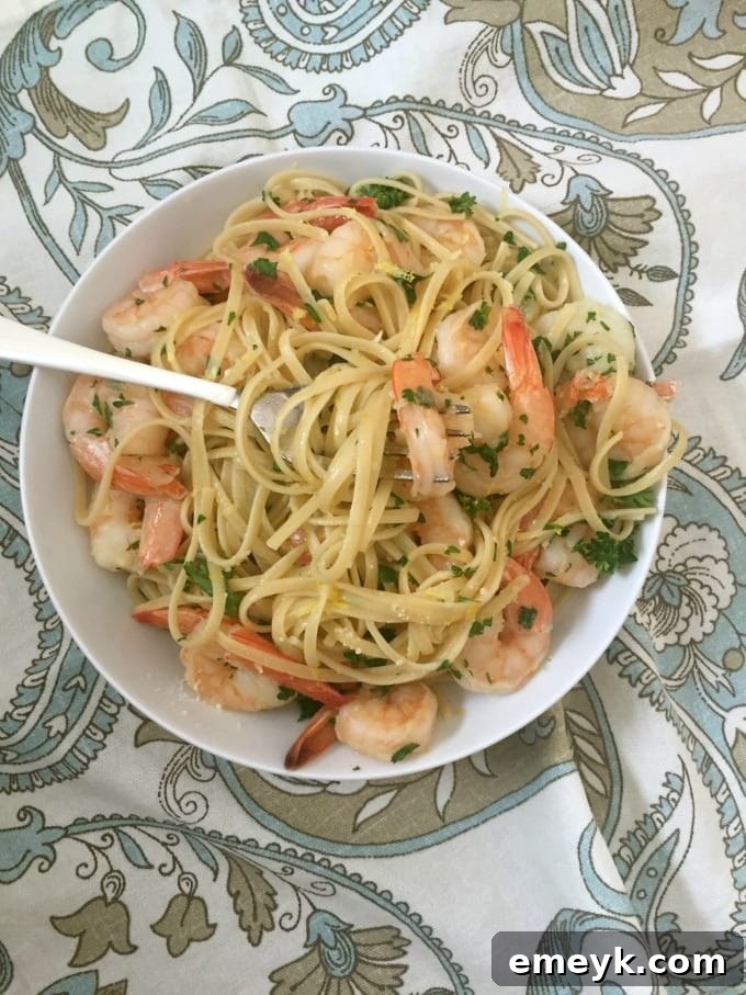 Delicious 15 Minute Shrimp Linguine with Lemon Garlic Butter Sauce, a quick and elegant seafood pasta