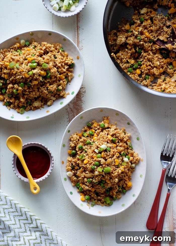 Speedy 12 Minute Scrambled Tofu Fried Rice, a vegan delight and quick plant-based dinner