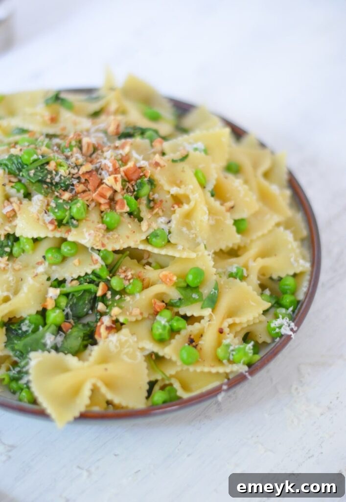Simple and delicious Pea Pasta, a quick and easy vegetarian dinner option