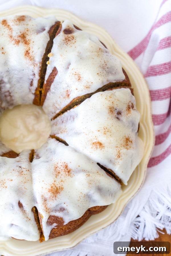 Cream Cheese Glazed Pumpkin Bundt Cake, elegantly drizzled