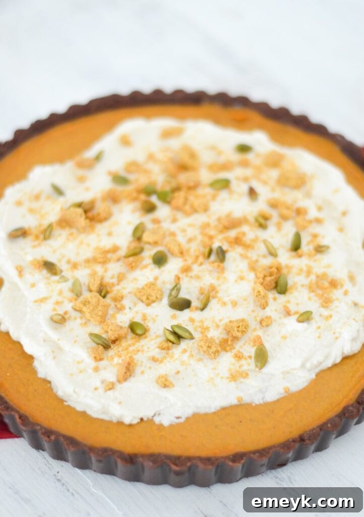 Pumpkin Chocolate Tart, a decadent dessert