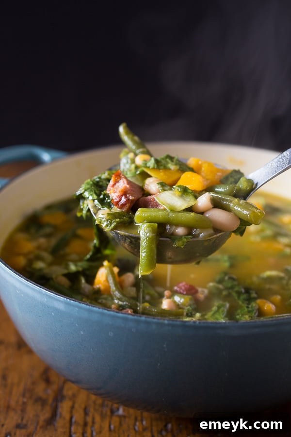 Hearty Butternut Squash Minestrone Soup with vegetables