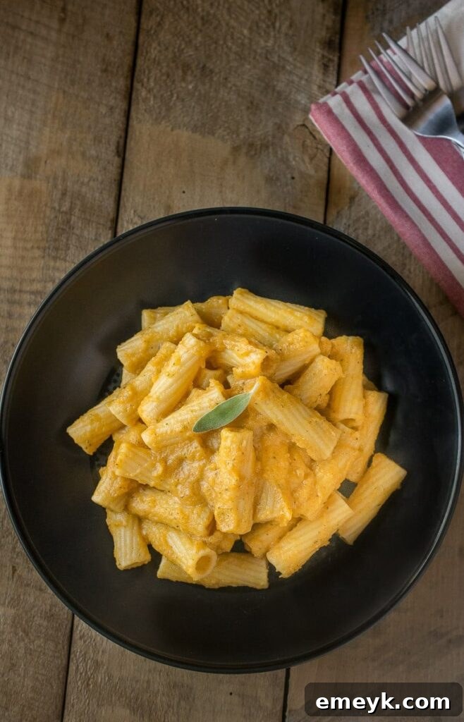 Creamy Butternut Squash Pasta dish, garnished with fresh herbs