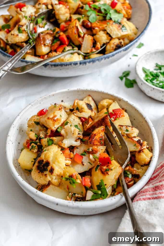 Cauliflower Potato Salad in a small bowl