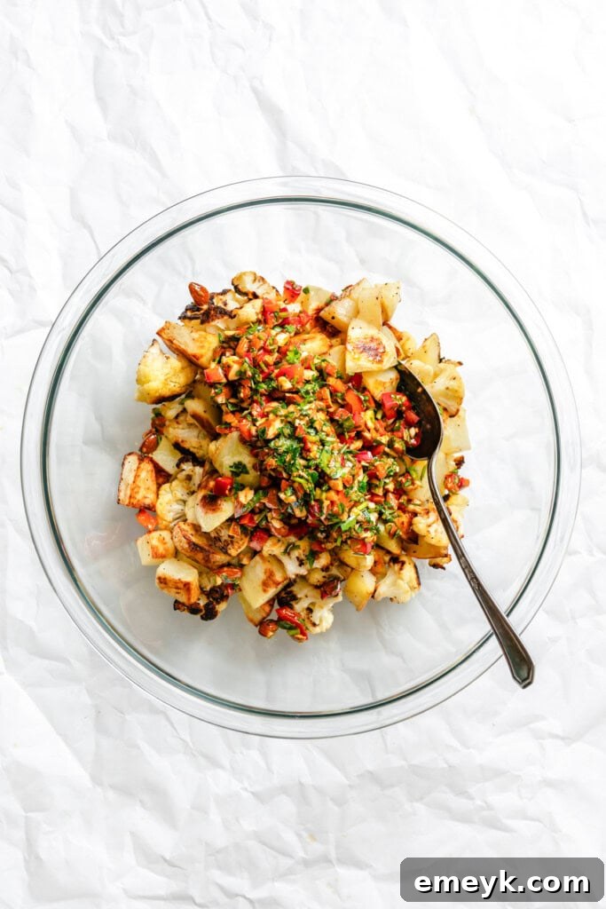 Cauliflower Potato Salad in a bowl