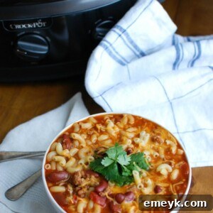 Crock-Pot Turkey Chili Mac and Cheese: a warm, hearty, and cheesy dish ideal for cold weather or game day feasts.