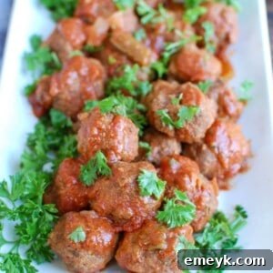 Slow Cooker Mediterranean Beef Meatballs, presented as a complete meal.