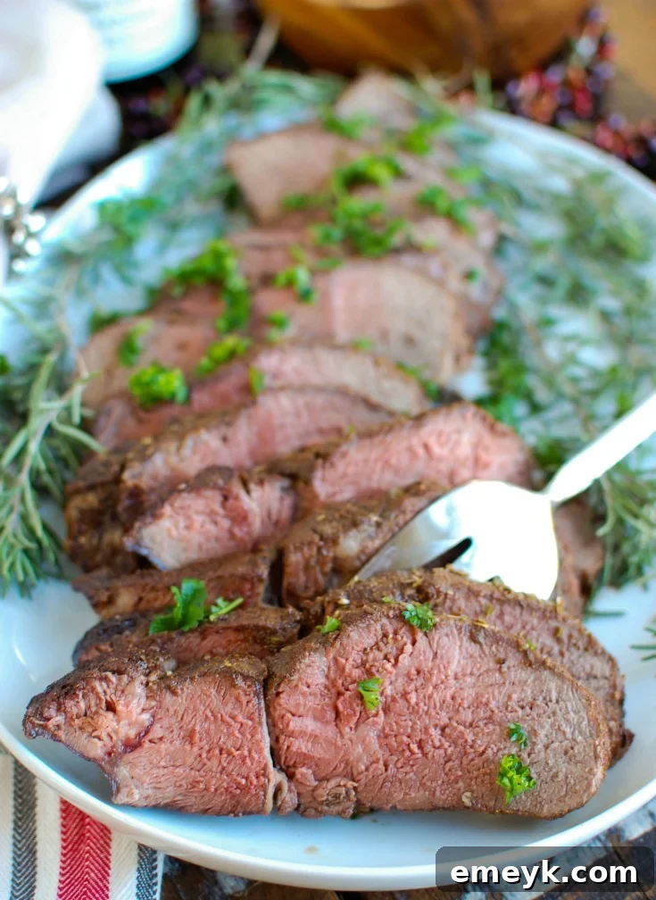 Mediterranean Crusted Sirloin Beef Roast is a flavorful, mouthwatering meal to serve at the holidays or for a get together. Roast and toast with your guests using the flavors of the Mediterranean paired with a juicy, tender top sirloin roast.