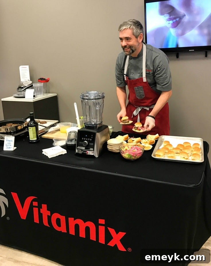 Gourmet pork belly sliders served on brioche buns at the Vitamix event.