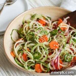 Asian Cucumber Noodle Salad with spiralized cucumber and carrots
