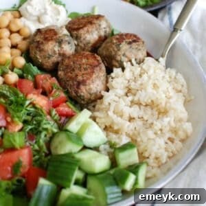 Mediterranean Baked Turkey Meatballs, a perfect close-up for the recipe card.