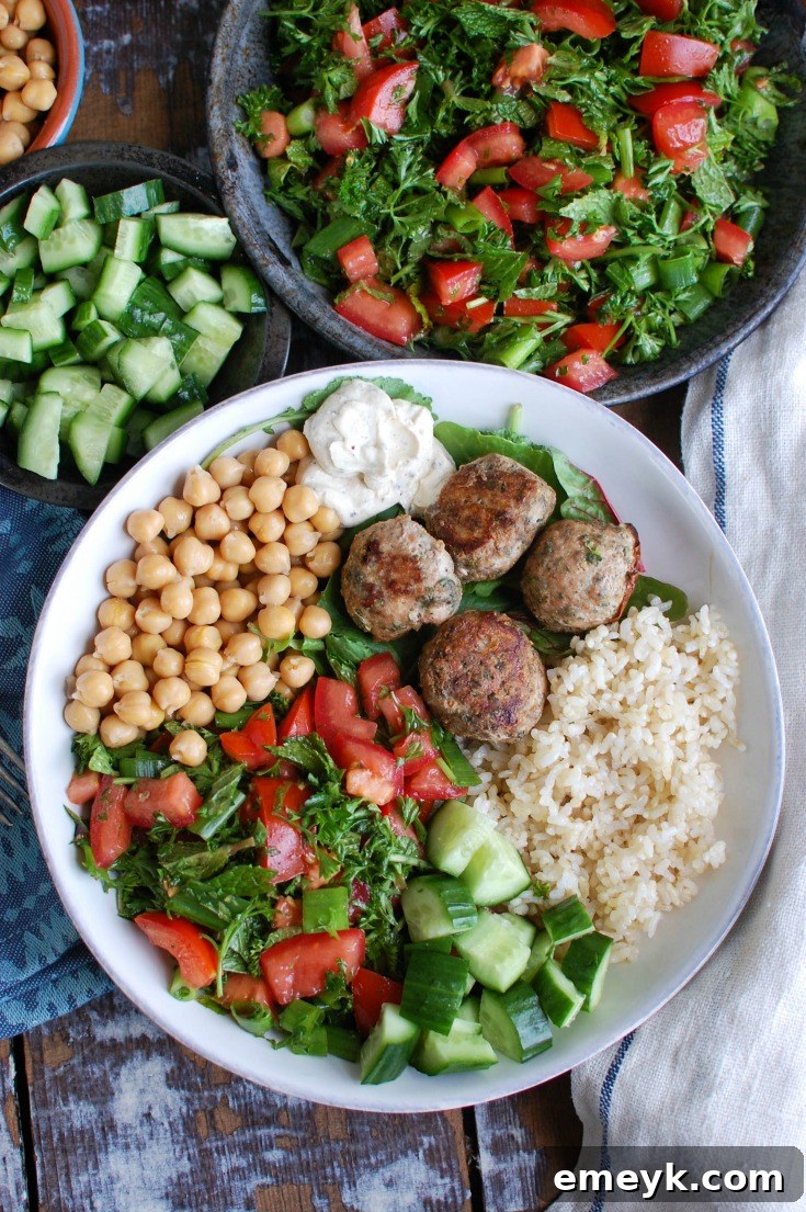 Mediterranean Baked Turkey Meatballs served with a dollop of creamy yogurt or tzatziki sauce.
