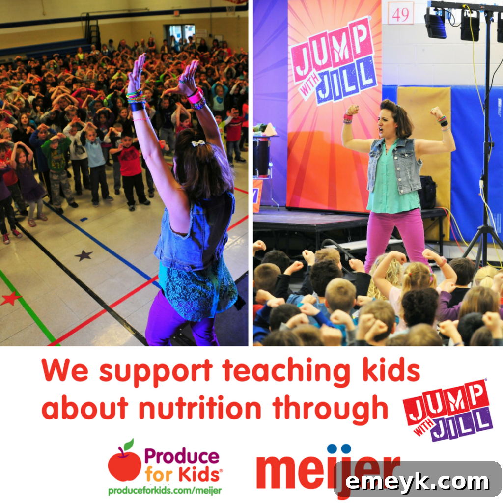 Kids actively participating in the Jump with Jill nutrition education program, learning about healthy eating through fun activities