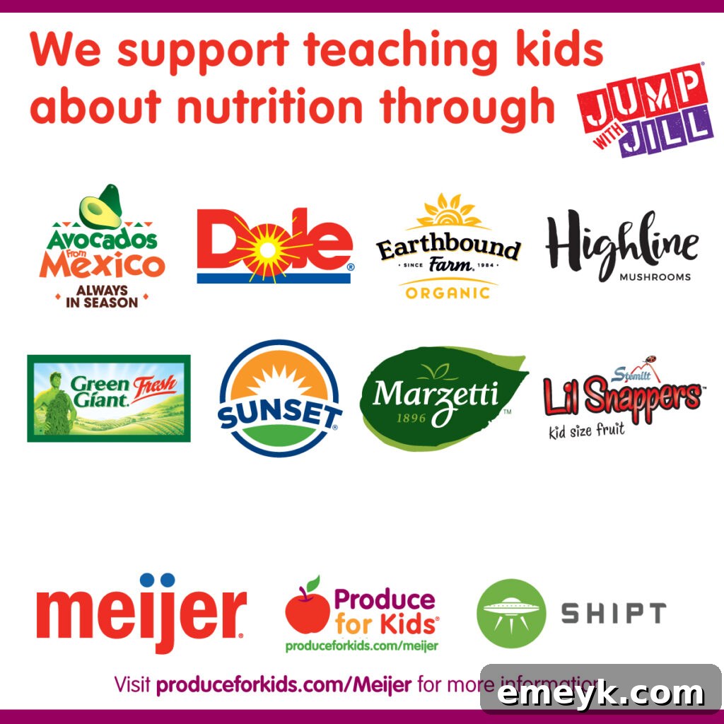 Assortment of fresh produce and healthy products from participating brands supporting Produce for Kids' mission