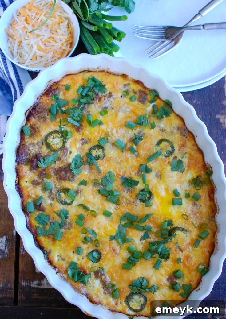 Southwestern Baked Breakfast Casserole with jalapeños 