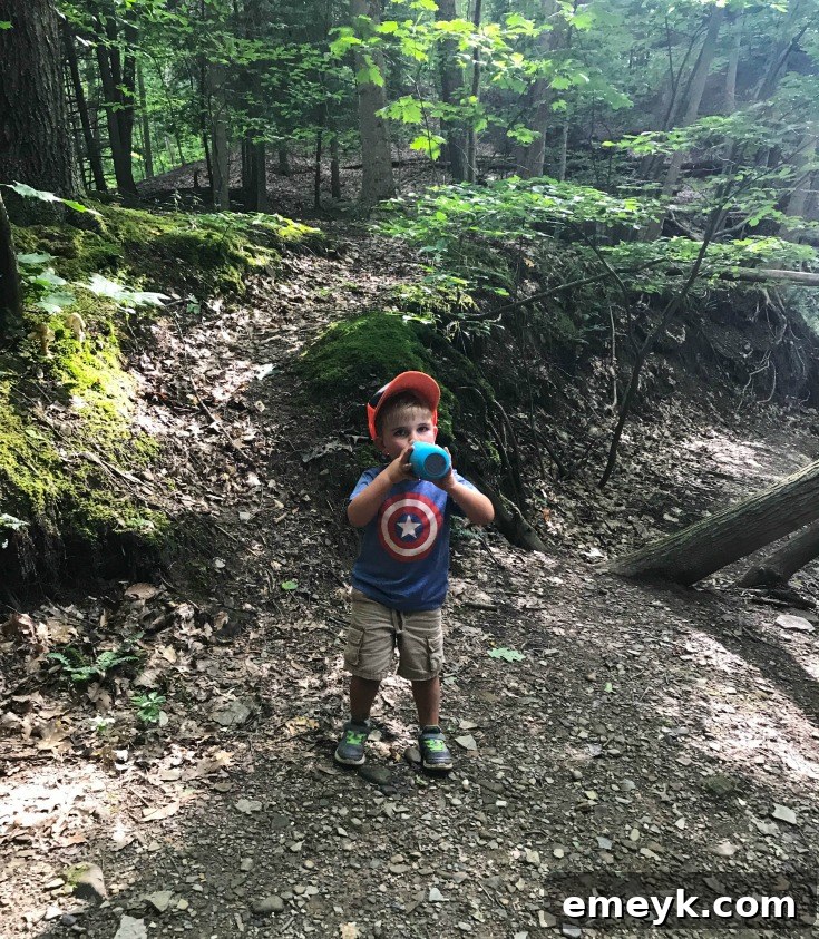 Sip Smart, Stay Healthy with Gululu 3 A family on a scenic hiking trail, carrying water bottles for consistent hydration