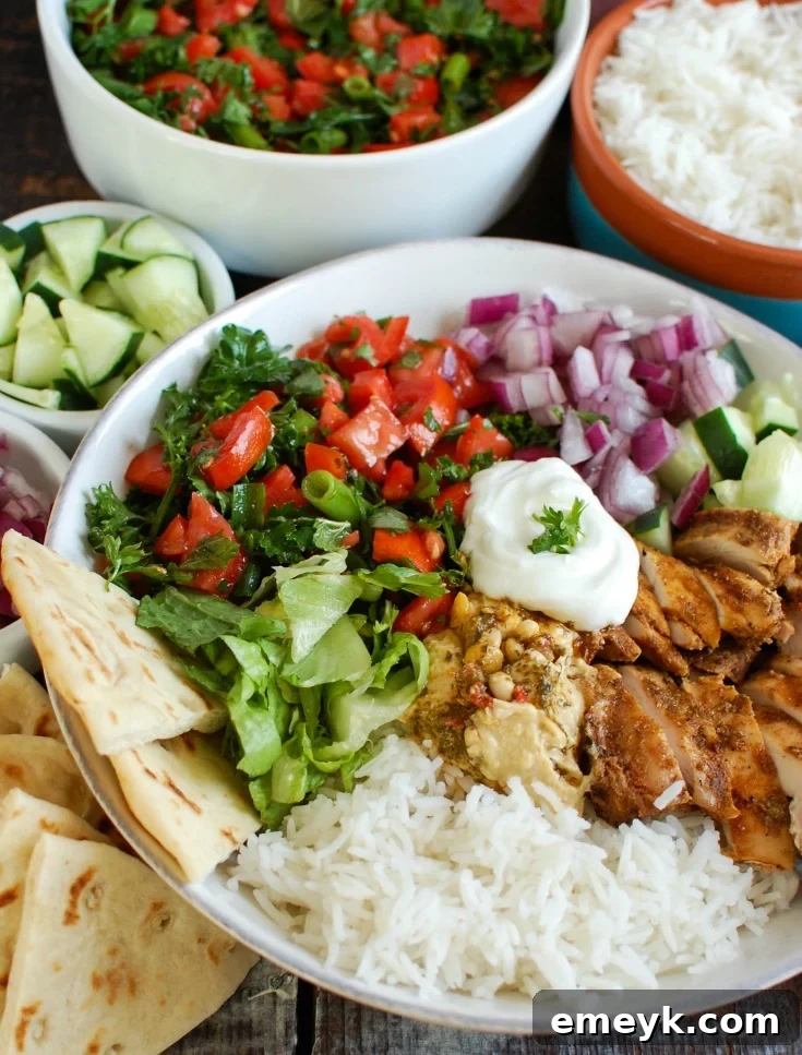 Delicious Homemade Chicken Shawarma 2 Chicken Shawarma Recipe in bowl with fresh toppings