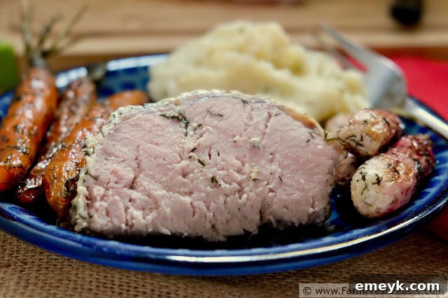 Roast Pork Loin with Yogurt, Mustard and Dill