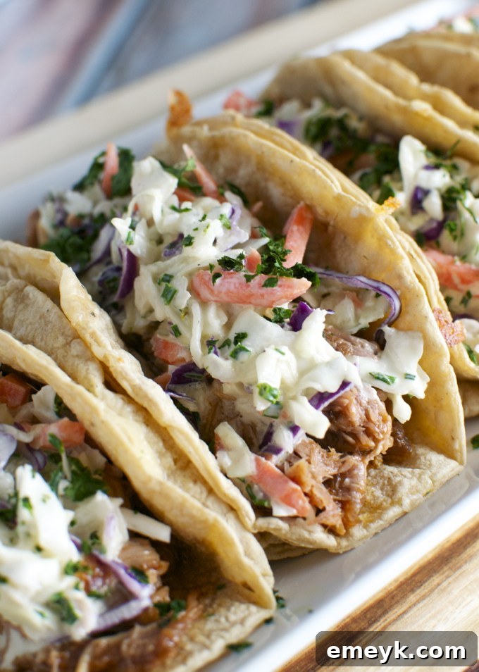 Barbecue Pork Tacos with Honey Mustard Slaw