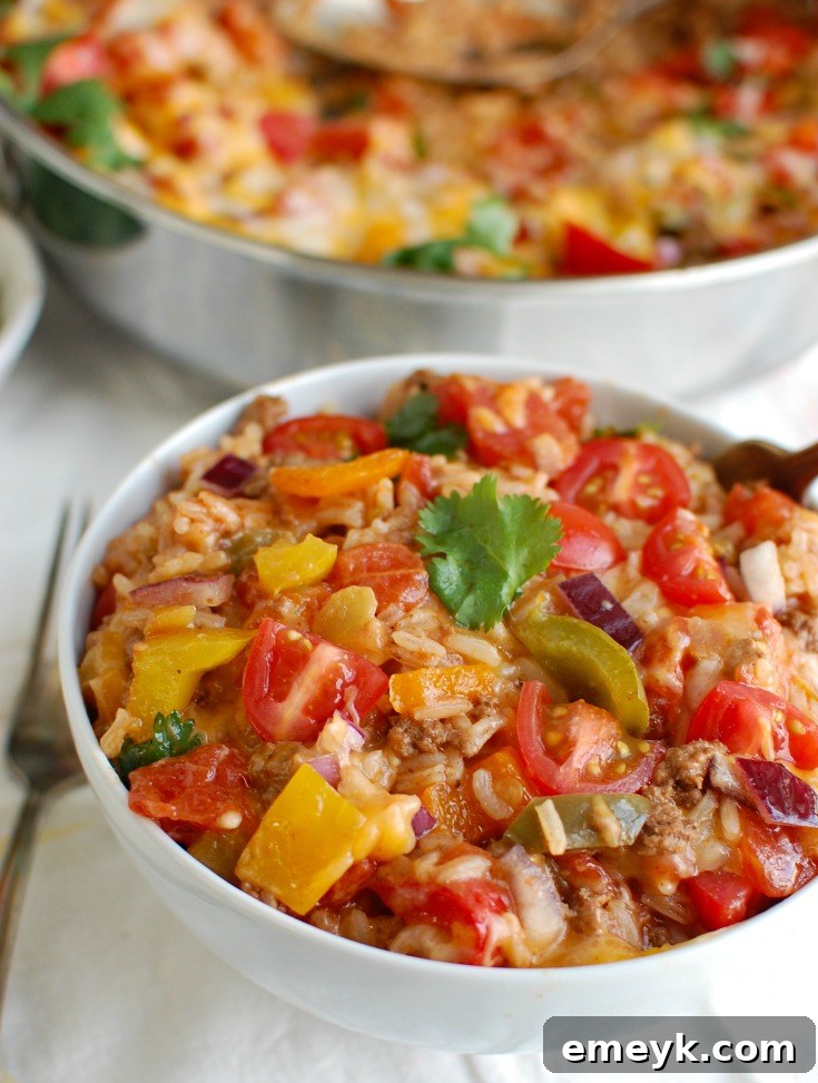 One Pot Mexican Stuffed Pepper Casserole showcasing diced bell peppers.