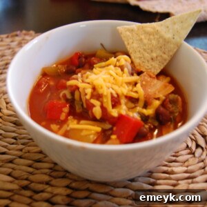 Delicious Crockpot Chickpea Chili ready to be served