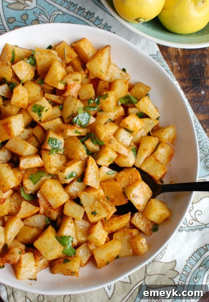 Spicy Lebanese Potatoes are crisp on the outside, tender on the inside and will spice up any meal. The sauce on these potatoes is the star featuring coriander, paprika, cayenne pepper mixed with olive oil and lemon juice. The dish is finished off with your favorite herb, cilantro or parsley.