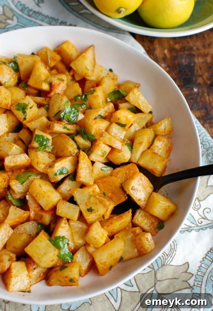 Spicy Lebanese Potatoes are crisp on the outside, tender on the inside and will spice up any meal. The sauce on these potatoes is the star featuring coriander, paprika, cayenne pepper mixed with olive oil and lemon juice. The dish is finished off with your favorite herb, cilantro or parsley.