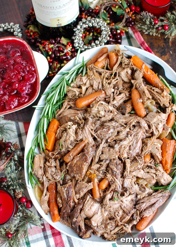 Slow Cooker Balsamic Pot Roast with Cranberry Sauce with cranberry sauce 