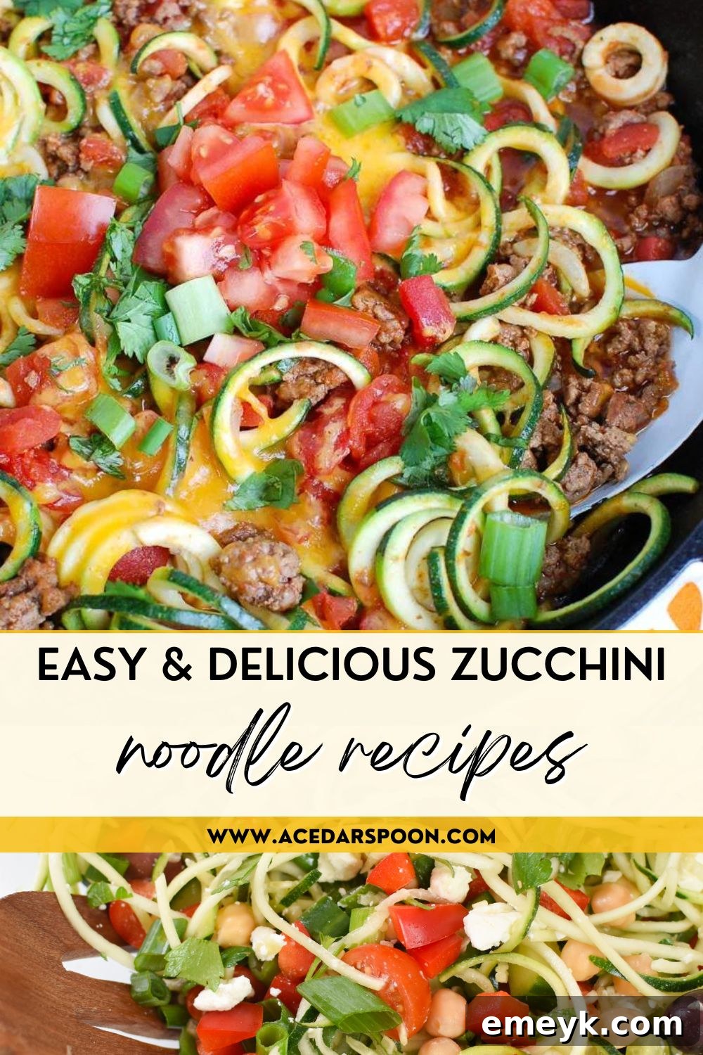 41 Amazing Zoodle Dishes 2 A vibrant bowl of fresh zucchini noodles with a mix of herbs and cherry tomatoes, illustrating the versatility of zoodle recipes.