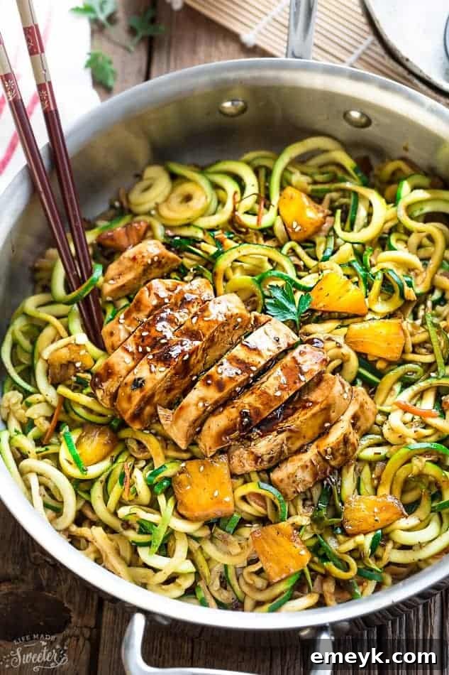 One Pot Teriyaki Chicken Zoodles, an easy and flavorful weeknight meal.