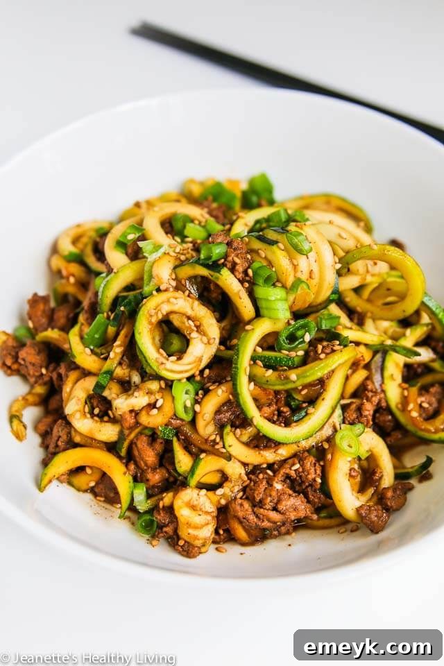 Chinese Five Spice Ground Turkey Zucchini Noodles Recipe, a fragrant and healthy Asian-inspired meal.