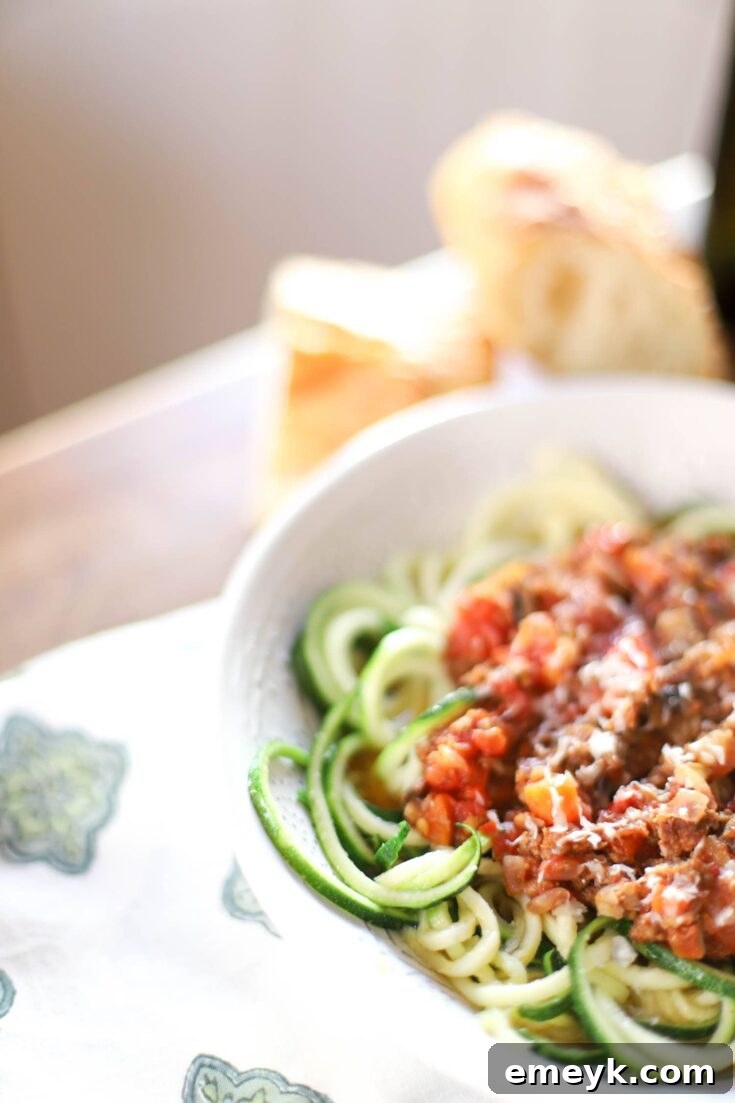 Sausage Ragout with Zoodles, a hearty and comforting low-carb meal.