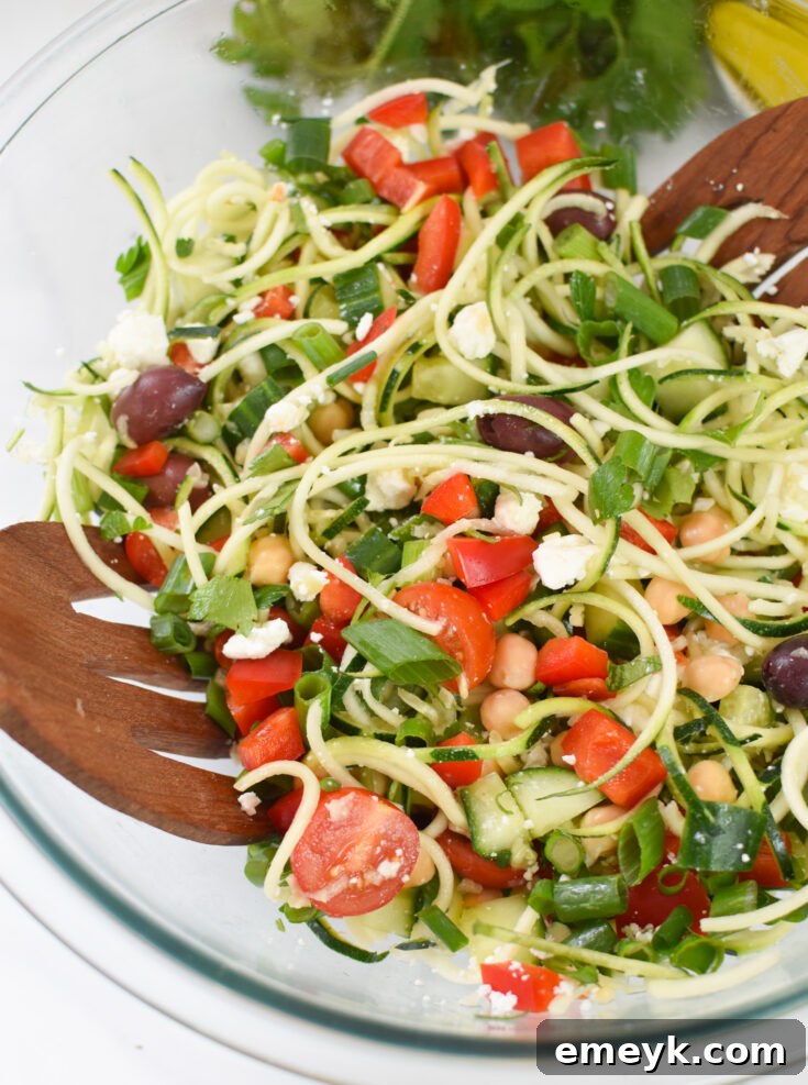 Mediterranean Zucchini Pasta Salad, a fresh and healthy dish.