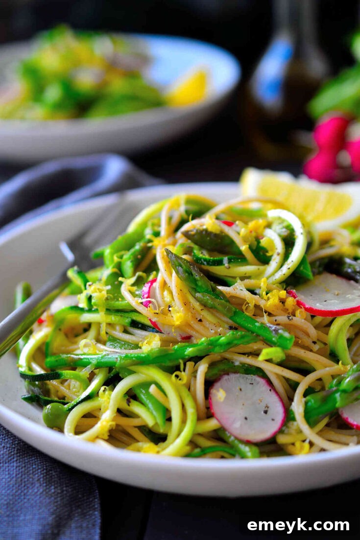 Spring Vegetable Zoodle Pasta, a vibrant and fresh seasonal dish.