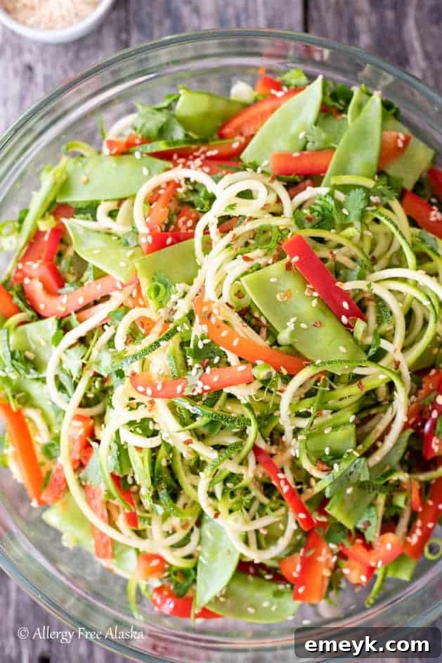 Sesame Zucchini Noodle Salad, a flavorful and crunchy Asian-inspired salad.