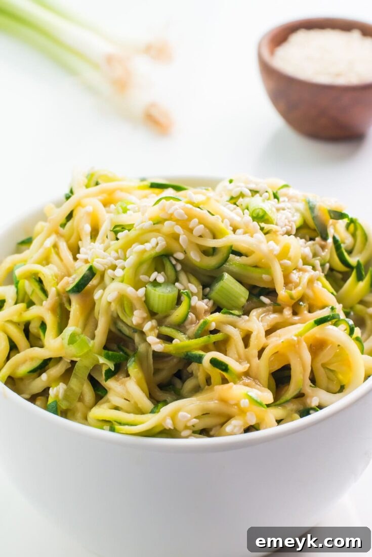 Spicy Sesame Zoodles, a quick and flavorful Asian-inspired dish.