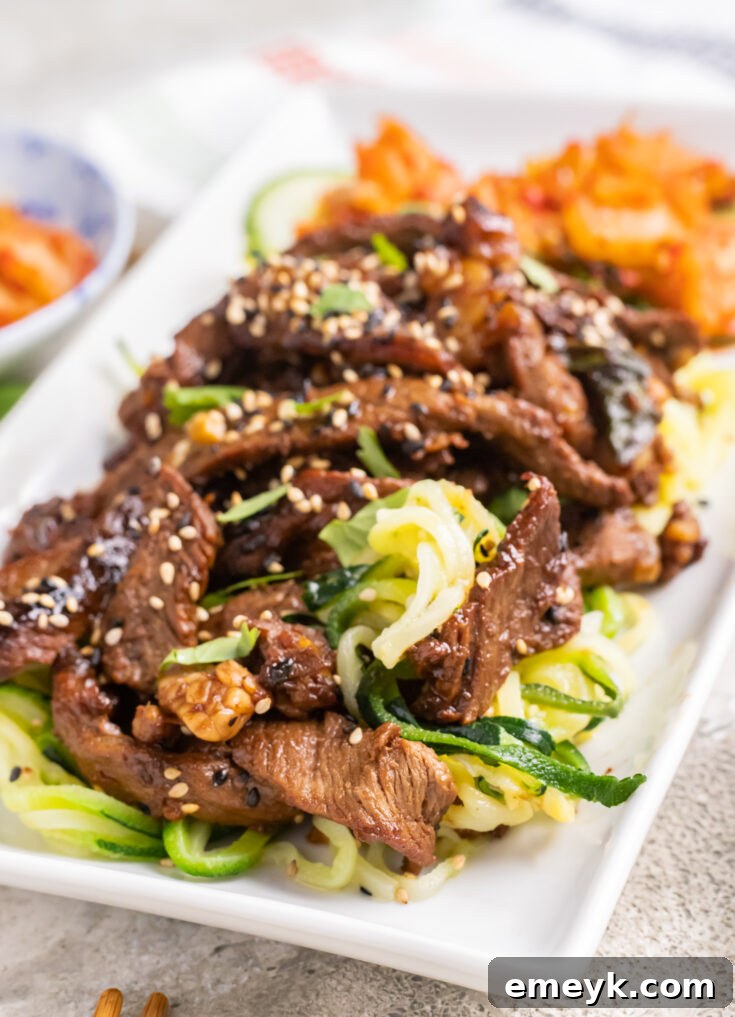 Beef Bulgogi with Zucchini Noodles, a delicious Korean-inspired dish.