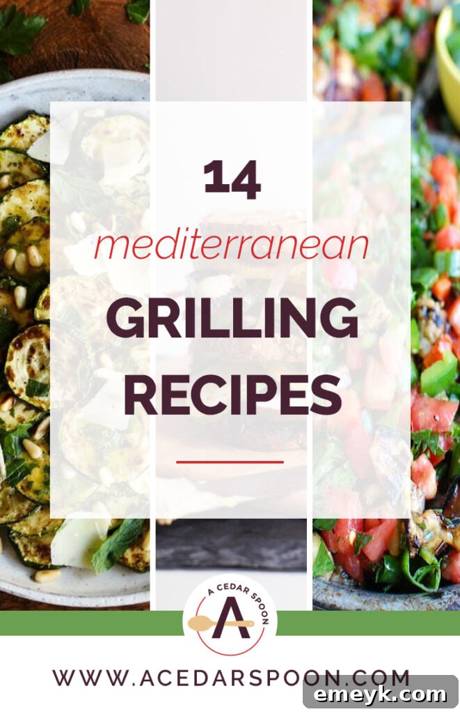 14 Irresistible Mediterranean Grilling Recipes 2 Collection of 14 Must-Make Mediterranean Grilling Recipes showcasing salads, chicken, beef, and vegetarian options for healthy summer meals.