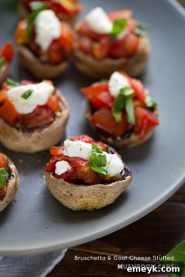 14 Irresistible Mediterranean Grilling Recipes 14 Grilled Mushrooms with Bruschetta and Goat Cheese appetizer