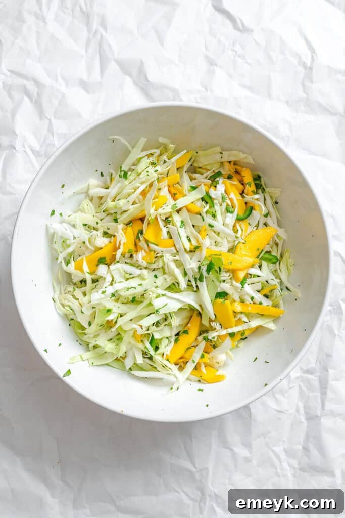 All the dry ingredients for the coleslaw dressing combined in a bowl.